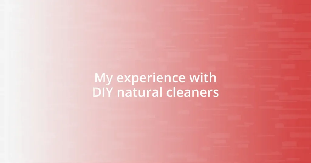 My experience with DIY natural cleaners