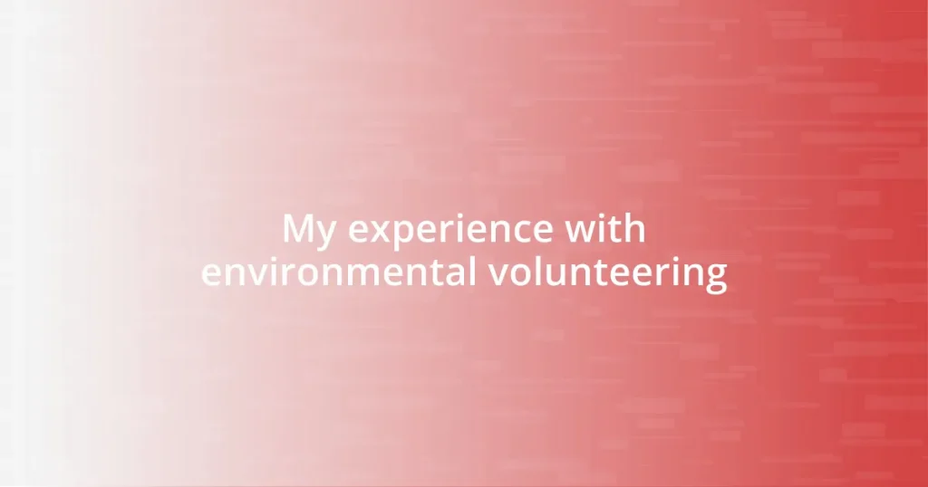 My experience with environmental volunteering