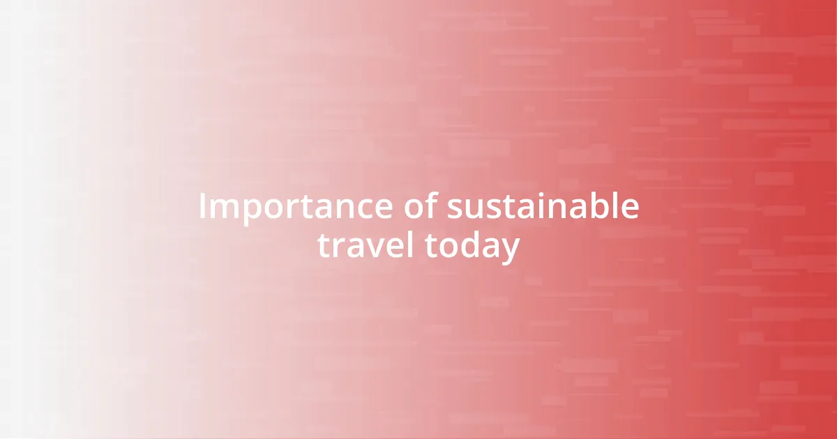 Importance of sustainable travel today