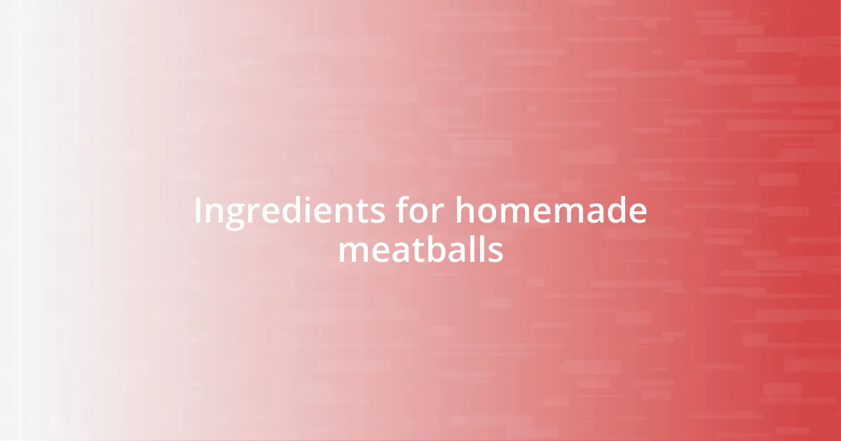 Ingredients for homemade meatballs