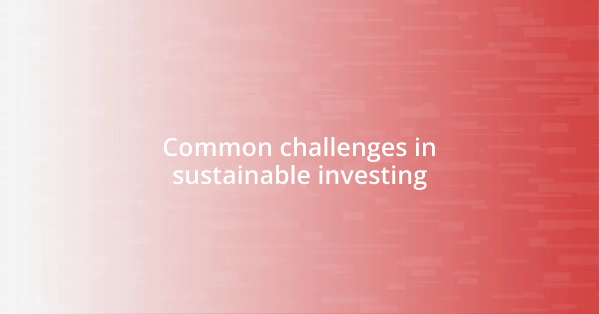 Common challenges in sustainable investing